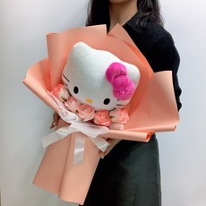정품 산리오 헬로키티 중형 인형 꽃다발, 인형+튤립2스마일2, 선물용쇼핑백
