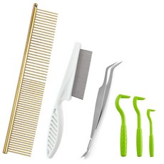 반려동물 진드기 제거 도구 키트 털 빗 루즈 핀셋 고양이와 개용, 1개, 1.WHITE