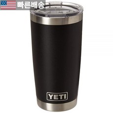 yeti텀블러 [예티 정품] YETI Rambler 591.5ml (20온스) 스테인리스 스틸 진공 절연 텀블러와 뚜껑 594166 Black