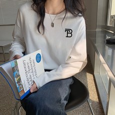 황금성 여성 플라워 프린트 봄계절 와이드 루즈핏 슬림핏 이너웨어 순면 코튼 상의 화이트 이너티셔츠
