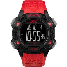 타이맥스 UFC 남성용 코어 쇼크 45mm 시계 레드 디지털 블랙 모던.