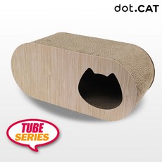 도트캣 튜브 서클 베이지 스크래처 고양이하우스 방석 숨숨집 캣닢포함 고급 골판지