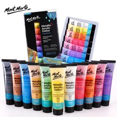 아크릴물감 36ml 24 36색 세트 몽마르트 아크릴화 추천 몽마르뜨 성인 직장인 취미미술, 단일 상자 + 36ml x 12 색 (메탈릭)ml