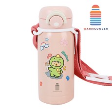 웜쿨러 원터치 보온 보냉 텀블러(스티커+스트랩세트), 02핑크텀블러1개+스트랩1개+스티커4종, 1세트, 350ml 02핑크텀블러1개+스트랩1개+스티커4종, 1세트, 350ml