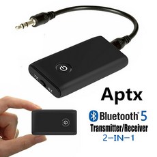 APTX Bluetooth 5.0 송신기 수신기 2 in 1 3.5MM Aux 잭 RCA 스테레오 무선 오디오 어댑터 동글 차량용 키트 PC TV 송신기|무선 어댑터|, 1개, 단일, NO RCA Cable