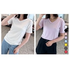 치키코코 1+1 데일리 여성 브이넥 티셔츠 2종 세트 (M~2XL)
