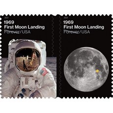 1969: 최초의 달 착륙 US 포에버우즈 우표 공개 2019 아폴로 11호 달 착륙 50주년 기념물 네일 암스트롱과 버즈 알드린(24일자