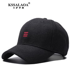 KSSALOAO 카 사 로 오 브랜드 울 은 야구 모 남자 가을 겨울 캡 모자 보온 3 줄 블랙 XL (59 - 65cm) 특대 사이즈, 상세페이지 참조