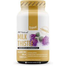 Milk Thistle 캡슐 - 가장 강력한 10 000mg 80％ 실리마린 - 유기농 간 클렌징 및 해독 지원 보충제 - 캡슐 알약 추출물 분말 - 미국 제조, 1개, 60정