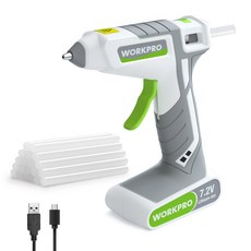 W099036VK| WORKPRO 7.2V 무선 충전하면서 사용할 수 있는 글루건+글루 스틱 20PCs, 1세트 1세트