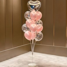 Starium家庭派對活動攤位氣球裝飾全套, 銀粉色, 1組