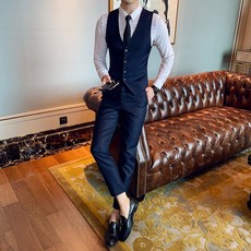 남자조끼 양복 조끼 세트남성 세트 노트비지니스 정장 슬림핏 오버사이즈 호텔 작업복 들러리 예복