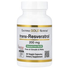 California Gold Nutrition 트랜스-레스베라트롤 이탈리아산 원료 200mg 베지 캡슐 60정, California Gold Nutrition ..., 1개