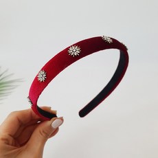 벨벳 브론즈 캐스팅 크리스탈 큐빅 얇은 머리띠 헤어밴드