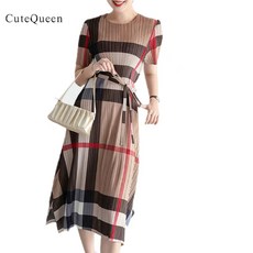 CuteQueen 여성 원피스 여름 스판 허리끈 치마 기질 빅사이즈 오버핏 원피스 FC0313