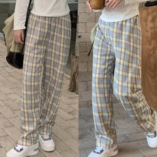 이너리즘 1+1 양털 기모 체크 수면바지