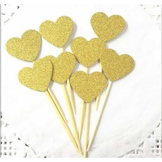 리암 케익장식 케이크데코레이션 100 즈 사랑하트 베이킹 별 생일 패 피치하트 서명함 플러그부품 디저트, 와인색 숏 사랑하트 골드 10 즈 룩