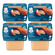 Gerber 거버 2단계 유아용 이유식 애플 치킨 113g 2개입 8팩, 1