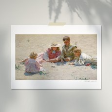 픽토르 나를 위로하는 그림 명화 포스터 인테리어 액자 170종 95 - 찰스 커트니 쿠란_Children By The Seashore, 35. 옐로우 골드 / A1  메탈액자 완제품 - 찰스퍼니처