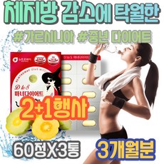 40대 50대 먹으면서 다이어트 단기간 컷팅제 살빼기 뱃살 허벅지살 종아리살 체지방 분해 가르니시아 캄보지아 칼로리 여성 여자 주부 중년 억제 여름준비 체지방관리, 3개, 60정