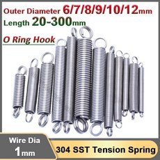 스테인리스 스틸 익스텐션 장력 O링 후크 원통형 코일 인장 풀백 확장 스트레칭 OD 6 12mm 1mm, [01] 1.0mm, [06] 12mm, 50mm 2pcs, 1개