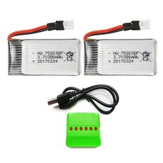 3.7v 380mah 드론배터리충전기세트, (X4) 380mah2개+6in1충전