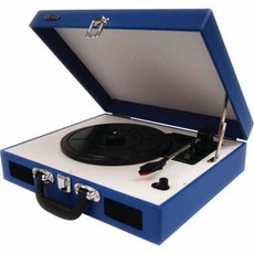 Jensen JTA-410-BL Portable 3-Speed Stereo Turntable with Built-In Speakers Blue, 옵션 2 Color = Blue