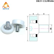 10pcs DR19 C1L8W6M6 OD 19 mm POM 베어링 M6 볼트 TOK 서랍 풀리 교체 바퀴, 06 DR22-C2L8W7M6_01 10Pcs, 10개