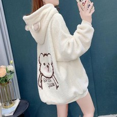 [세인트이브] N9979 (M~2XL) 곰돌이 귀여운 뽀글이 후드티