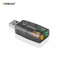 Kebidumei 5.1 가상 외장 USB 사운드 카드 오디오 어댑터 노트북 PC용 3D USB-3.5mm 마이크 스피커 헤드폰 인터페이스, 01 Black
