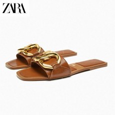 ZARA 자라 레더 플랫 슬리퍼