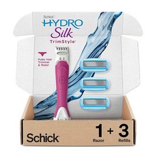 쉬크 하이드로 실크 트림스타일 보습 여성용 면도기 비키니 트리머 및 리필 3개 포함, Hydro Silk Trimstyle