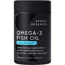 스포츠리서치 2통 오메가3 1250mg 90캡슐 Omega-3 어류오일 Fish Oil, 90정, 2개