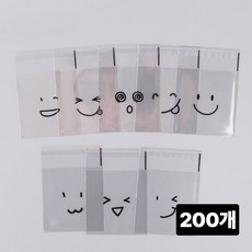 펀펀스마일 귀여운 표정 쿠키 포장 OPP 투명접착봉투, 200개 200개
