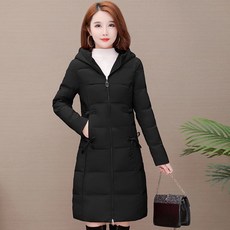 하프기장 무릎넘어 다운 여성 겨울폼 와이드 루즈핏 두꺼운 웰론