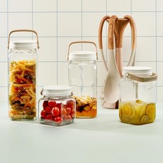 르베르폴리세 브라운 핸들 유리 캐니스터, 1개, 1600ml