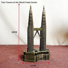 인테리어 오브제 건축 미니어처 모델 랜드마크 에펠탑 자유의 동상 공예, 06 Twin Towers-B