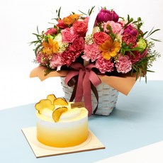 뚜레쥬르 고구마라떼케익+해피투게더 카네이션꽃바구니 꽃배달 어버이날 선물