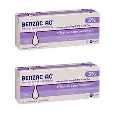 Benzac AC Effective Acne Treatment Gel 5% 벤작 이펙티브 아크네 트리트먼트 젤 60g 2팩 [Benzac 5% 60g], 1개