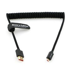 HDMI 모니터연결 디스플레이 Alvins Cables 8K 2.1 MicroHDMI to AtomosNinjaV 4K60P Record 48Gbps for CanonR5C |, 1) Black Braided Coiled Cable - ifigolink