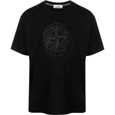 [스톤아일랜드] [명품]24SS 로고프린팅 반팔 티셔츠 블랙 80152RC87 V0029