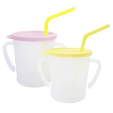 아가프라 뉴매직빨대컵 2p, 옐로우+연핑크, 1세트, 300ml