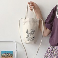 랑온 텀블러백 인쇄가능 텀블러캐리어 패브릭 컵홀더 커피 물병 물통 미니 작은 캐릭터 에코백 드링크백 가방