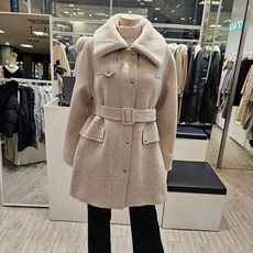 온앤온 털카라 양모혼방 벨티드 하프코트 NJW3WHB12