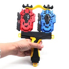 베이블레이드호환 그립4종 호한 핸드그립 양방향 런처 베이블레이드 배이블레이드 버스트 배틀 토이 액세서리 런처 자이로 핸들 로터리 그립 풀러 눈금자, 쌍끌이 송신기2+노란손잡이