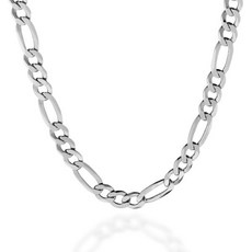 QUADRI Figaro Sterling Silver Chain for Men – 7mm Solid Italian Necklace DiamondCut 1630 Inch Cade