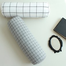 더룸스타일 화이트or그레이 스퀘어 원형베개커버, 화이트