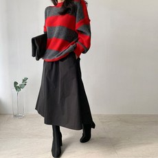 네모 여성용 심플리배색 니트