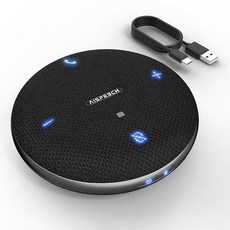 AI 노이즈 감소 풀듀플렉스 전사 USB 스피커폰 360 음성 픽업 컨퍼런스 스피커 홈 오피스를 위한 AISPEECH M4 블루투스 마이크 /Zoom Black, M4 Black, 1 USB Omnidirectional Speakerp