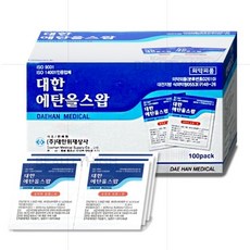 대한메디칼 1회용 이소프로판올스왑 알콜솜 100개 상처소독 살균, 1박스